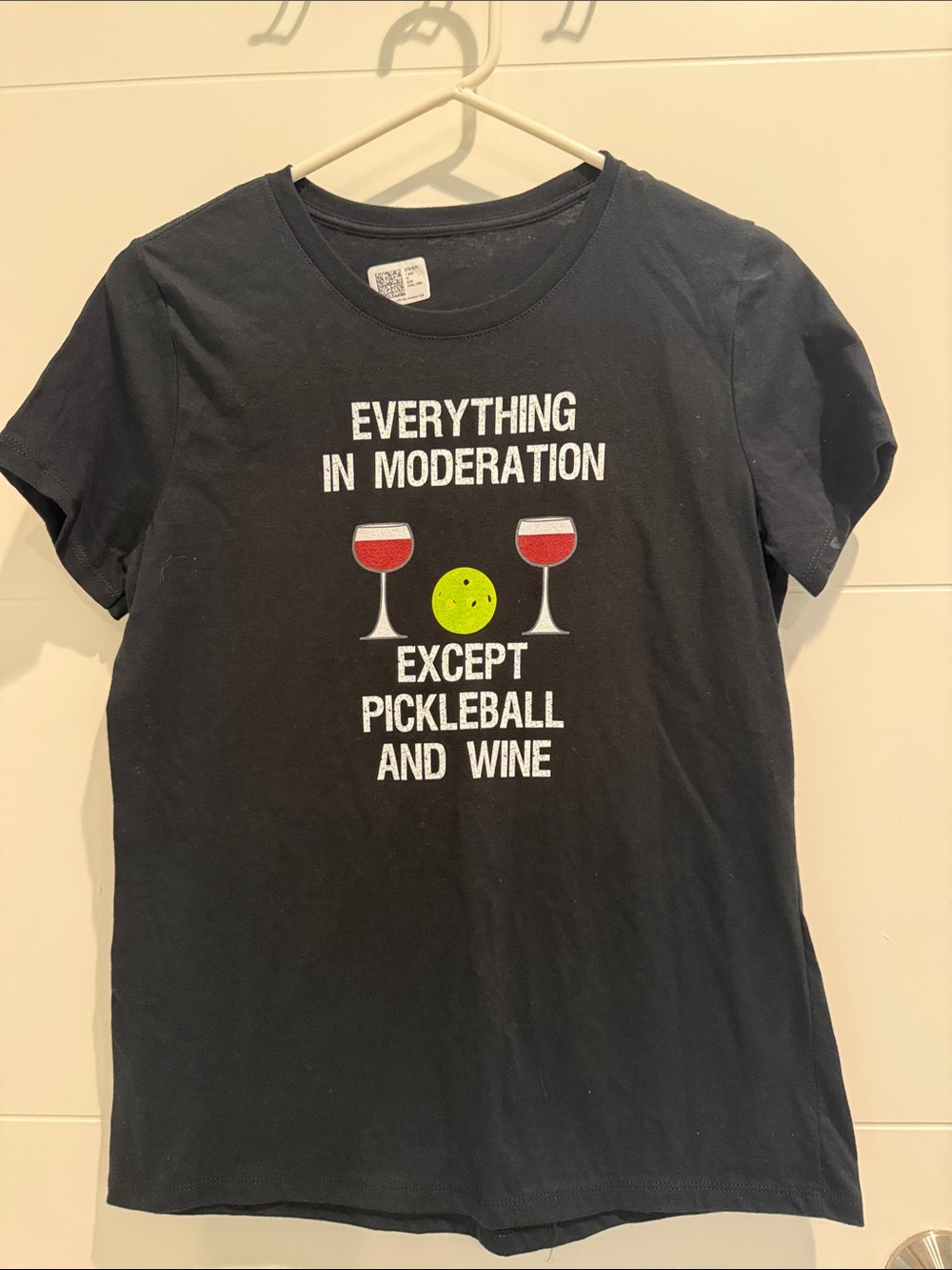 Graphic Tee "Everything in Moderation" - Pickleball Wine Black